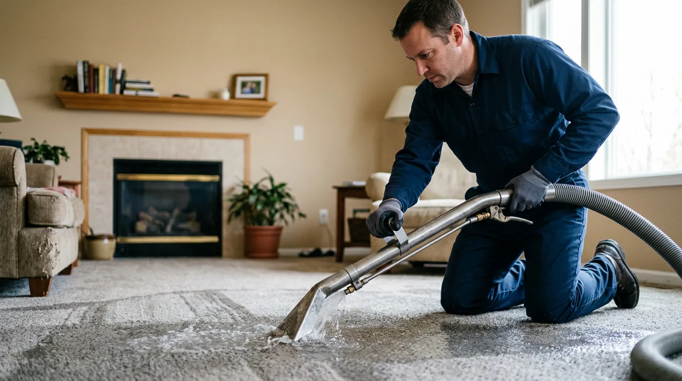 Water damage restoration technician working near Syracuse, NE